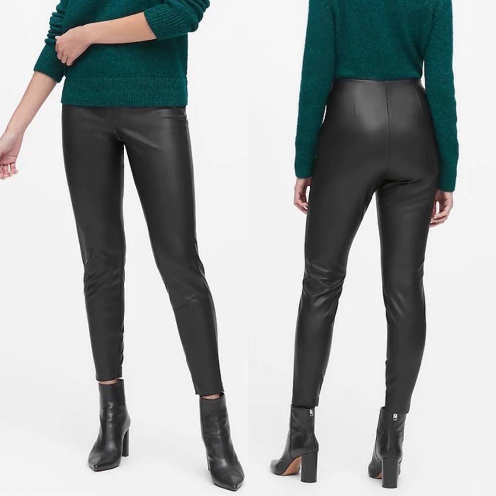Banana Republic Devon Legging-Fit Vegan Leather Pant in Black